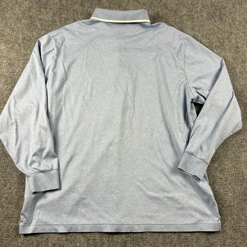Polo Ralph Lauren‎ Long Sleeve Polo Mens 2XB Blue Heathered Cotton Big & Tall
